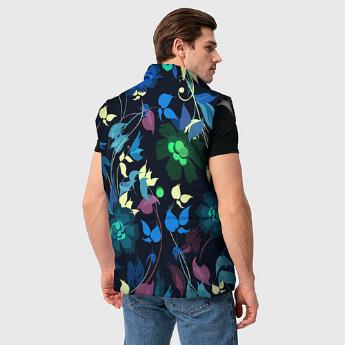 Мужской жилет Color summer night Floral pattern / 3D-Светло-серый – фото 4