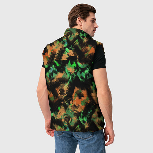 Мужской жилет Зелено-оранжевый осенний абстрактный узор / 3D-Черный – фото 4