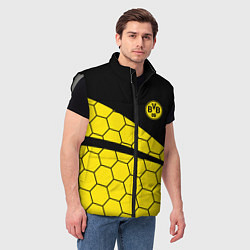 Мужской жилет Боруссия - borussia желтые соты, цвет: 3D-светло-серый — фото 2