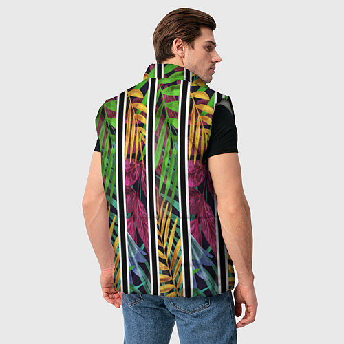 Мужской жилет Пальмовые цветные полосы / 3D-Светло-серый – фото 4