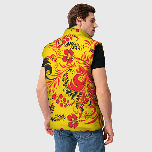 Мужской жилет Хохломская Роспись Цветы / 3D-Черный – фото 4