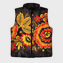 Мужской жилет Хохломская Роспись Цветы На Тёмном Фоне
