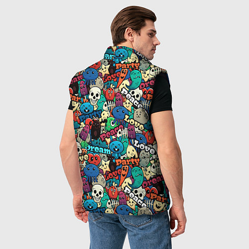 Мужской жилет Граффити черепа и рожицы / 3D-Черный – фото 4