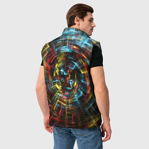 Мужской жилет Абстрактные шарообразные лучи - Жёлтый и красный / 3D-Светло-серый – фото 4