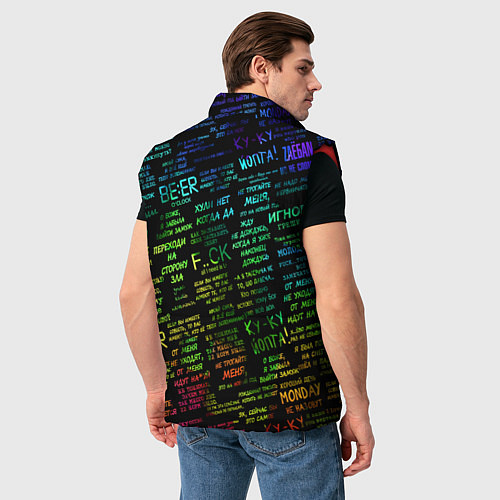 Мужской жилет Прикольные популярные надписи / 3D-Красный – фото 4