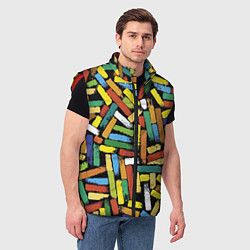 Мужской жилет Летний паттерн из разноцветных мелков, цвет: 3D-красный — фото 2