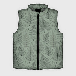 Мужской жилет Листья папоротника на зеленом фоне Минимализм