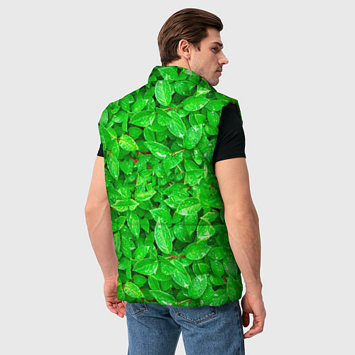 Мужской жилет Зелёные листья - текстура / 3D-Черный – фото 4