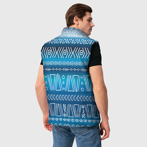 Мужской жилет Узор в стиле бохо на синем фоне / 3D-Черный – фото 4