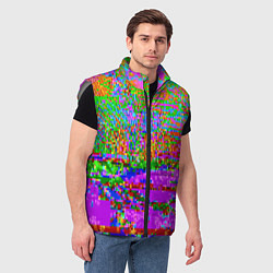 Мужской жилет Пиксельный глитч-арт паттерн, цвет: 3D-светло-серый — фото 2