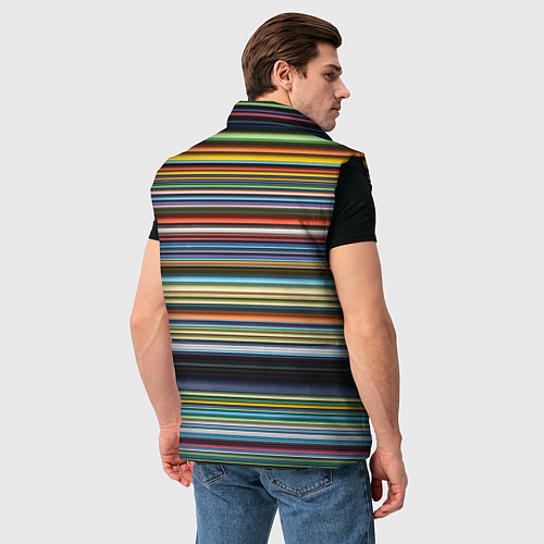 Мужской жилет Абстрактное множество разноцветных линий / 3D-Черный – фото 4