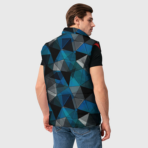 Мужской жилет Сине-черный геометрический / 3D-Красный – фото 4