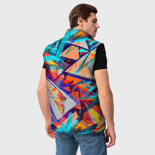 Мужской жилет Яркий неоновый абстрактный узор / 3D-Черный – фото 4