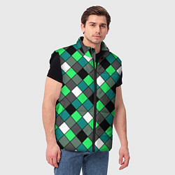 Мужской жилет Геометрический узор в зеленых и черный тонах, цвет: 3D-черный — фото 2