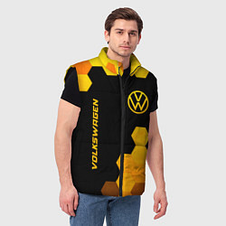 Мужской жилет Volkswagen - gold gradient: символ и надпись верти, цвет: 3D-черный — фото 2