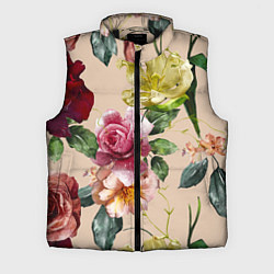 Мужской жилет Цветы Нарисованные Красные Розы и Лилии, цвет: 3D-черный