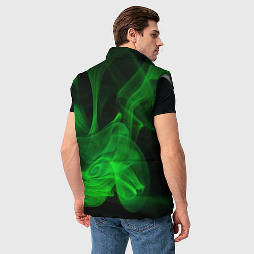 Мужской жилет Зелёный абстрактный дым / 3D-Светло-серый – фото 4