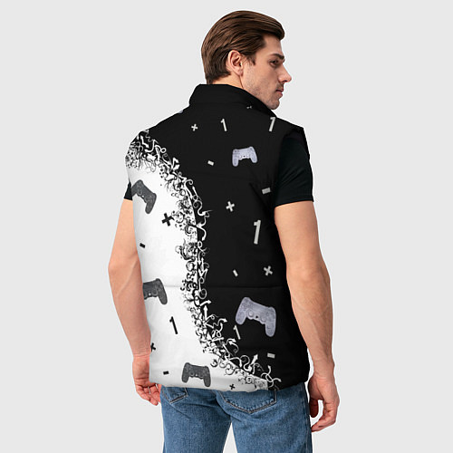 Мужской жилет Джойстики чёрно-белые / 3D-Черный – фото 4