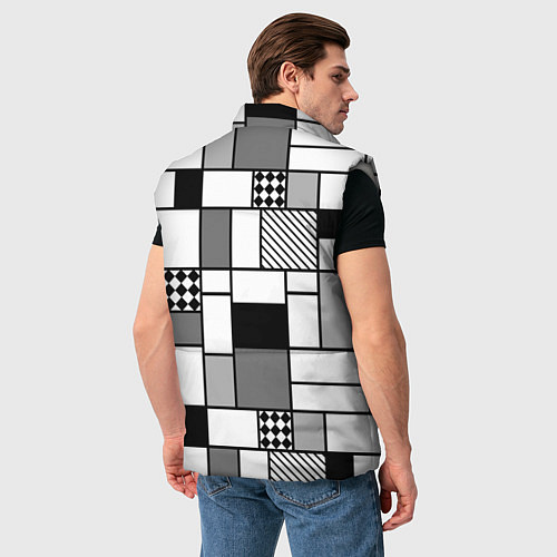 Мужской жилет Черно белый геометрический скандинавский узор / 3D-Светло-серый – фото 4