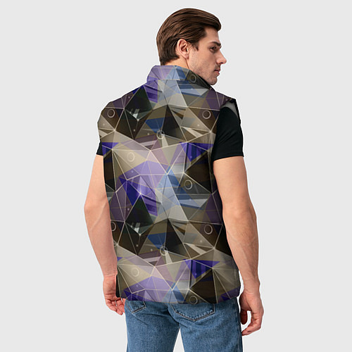 Мужской жилет Полигональный абстрактный: бежевый, коричневый, си / 3D-Светло-серый – фото 4