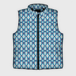 Мужской жилет Сине-белый геометрический икат узор, цвет: 3D-черный