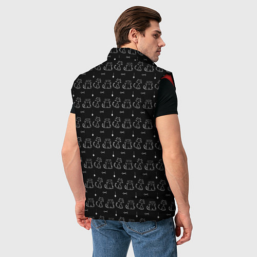 Мужской жилет Сидящие Коты и Кошки / 3D-Красный – фото 4
