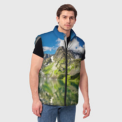 Мужской жилет Живописное горное озеро, цвет: 3D-светло-серый — фото 2
