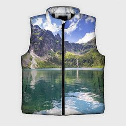Мужской жилет Прозрачное горное озеро, цвет: 3D-черный