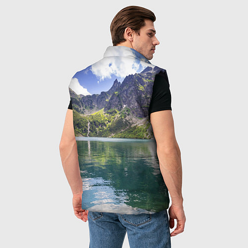 Мужской жилет Прозрачное горное озеро / 3D-Черный – фото 4