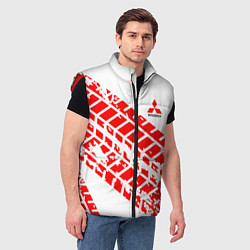 Мужской жилет Mitsubishi - красный след шины, цвет: 3D-красный — фото 2
