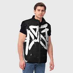 Мужской жилет Иероглифы в стиле граффити, цвет: 3D-черный — фото 2