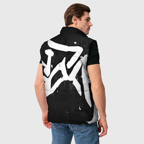 Мужской жилет Иероглифы в стиле граффити / 3D-Черный – фото 4