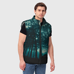 Мужской жилет Тёмный лес на закате, цвет: 3D-светло-серый — фото 2