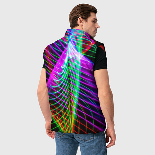 Мужской жилет Абстрактное множество неоновых лучей / 3D-Красный – фото 4