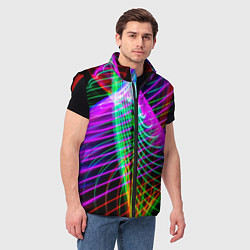 Мужской жилет Абстрактное множество неоновых лучей, цвет: 3D-красный — фото 2