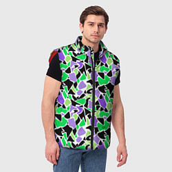 Мужской жилет Зелено-фиолетовый абстрактный узор, цвет: 3D-красный — фото 2