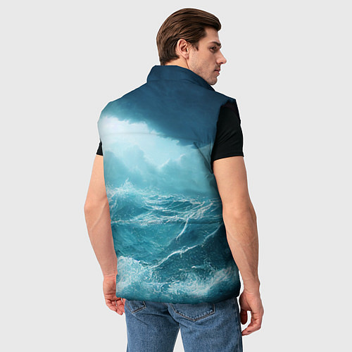 Мужской жилет Буря в море / 3D-Черный – фото 4