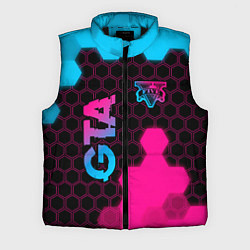 Мужской жилет GTA - neon gradient: надпись, символ, цвет: 3D-черный