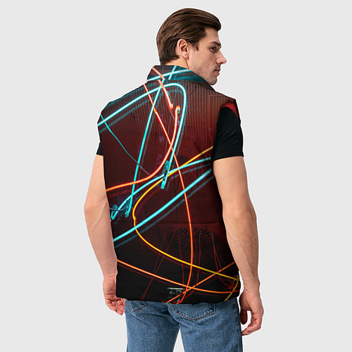 Мужской жилет Неоновые лучи на тёмной поверхности / 3D-Красный – фото 4