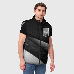 Мужской жилет Russia - black & white, цвет: 3D-светло-серый — фото 2