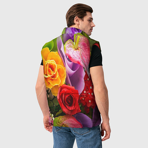 Мужской жилет Прекрасный цветочный букет / 3D-Красный – фото 4
