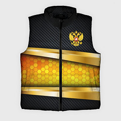 Мужской жилет Black & gold - герб России, цвет: 3D-черный