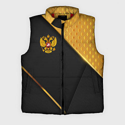 Мужской жилет Герб России на черном фоне с золотыми вставками, цвет: 3D-красный