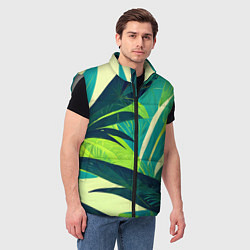 Мужской жилет Яркие тропические листья пальмы, цвет: 3D-светло-серый — фото 2