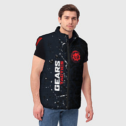 Мужской жилет Gears of War красно-белой лого на темном фоне, цвет: 3D-красный — фото 2