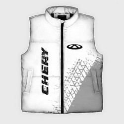 Мужской жилет Chery speed на светлом фоне со следами шин: надпис, цвет: 3D-черный