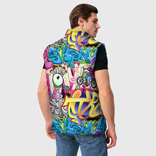 Мужской жилет Велосипедист и глаз граффити / 3D-Черный – фото 4