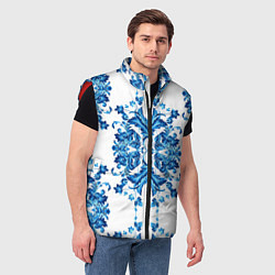 Мужской жилет Гжель синие цветы, цвет: 3D-красный — фото 2