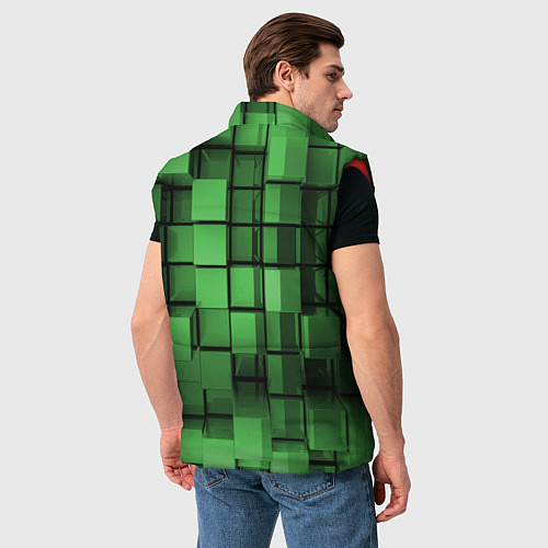 Мужской жилет Киберпанк броня - Зелёный металлические кубы / 3D-Красный – фото 4