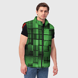 Мужской жилет Киберпанк броня - Зелёный металлические кубы, цвет: 3D-красный — фото 2
